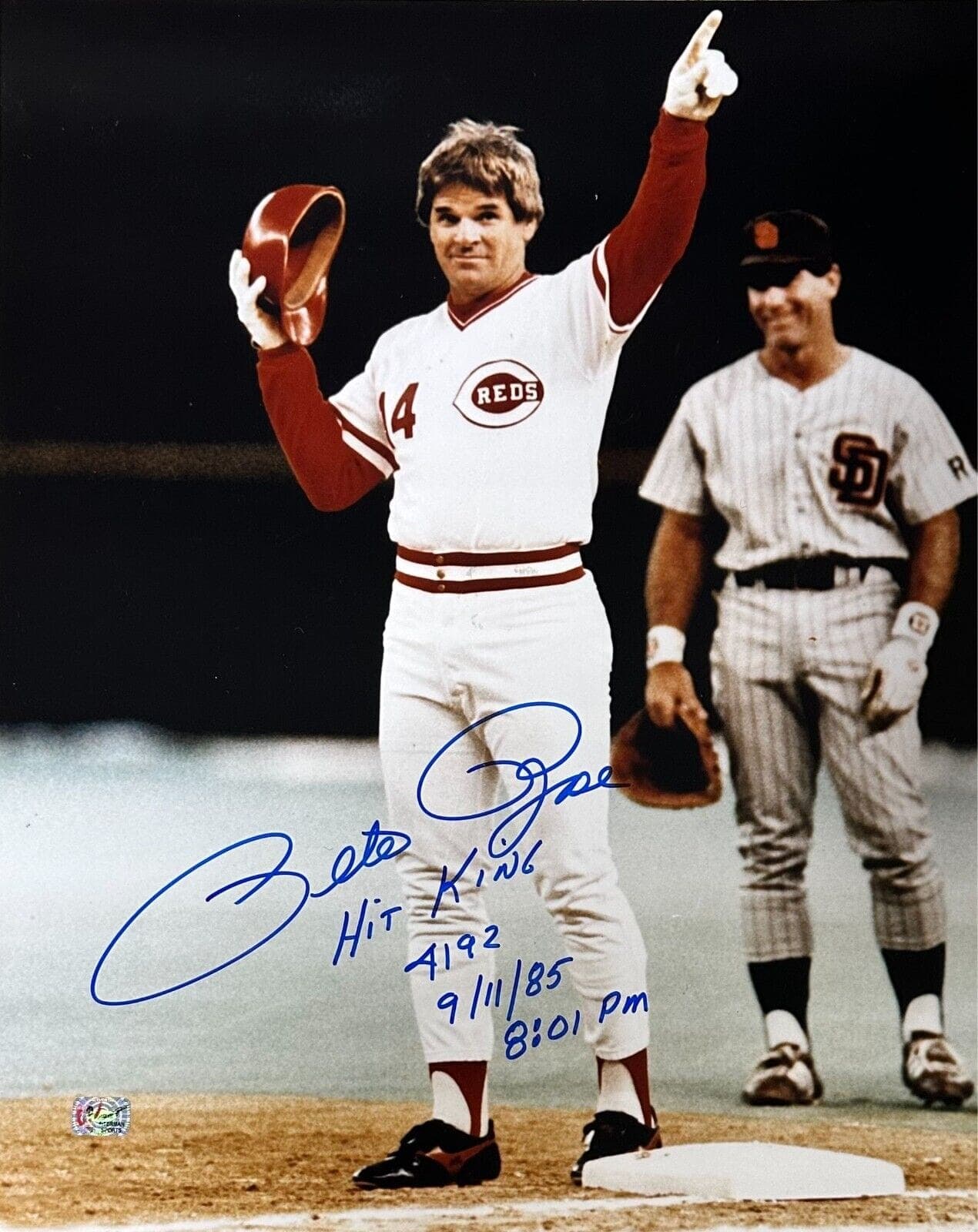 Pete Rose Signed 16×20 Photo Pete Rose Exclusive Hologram Hit King 9/11/85 Pete Rose Photo 16x20-pete-rose-16-20-hologram-hit, Cincinnati Reds, supplier stock photo