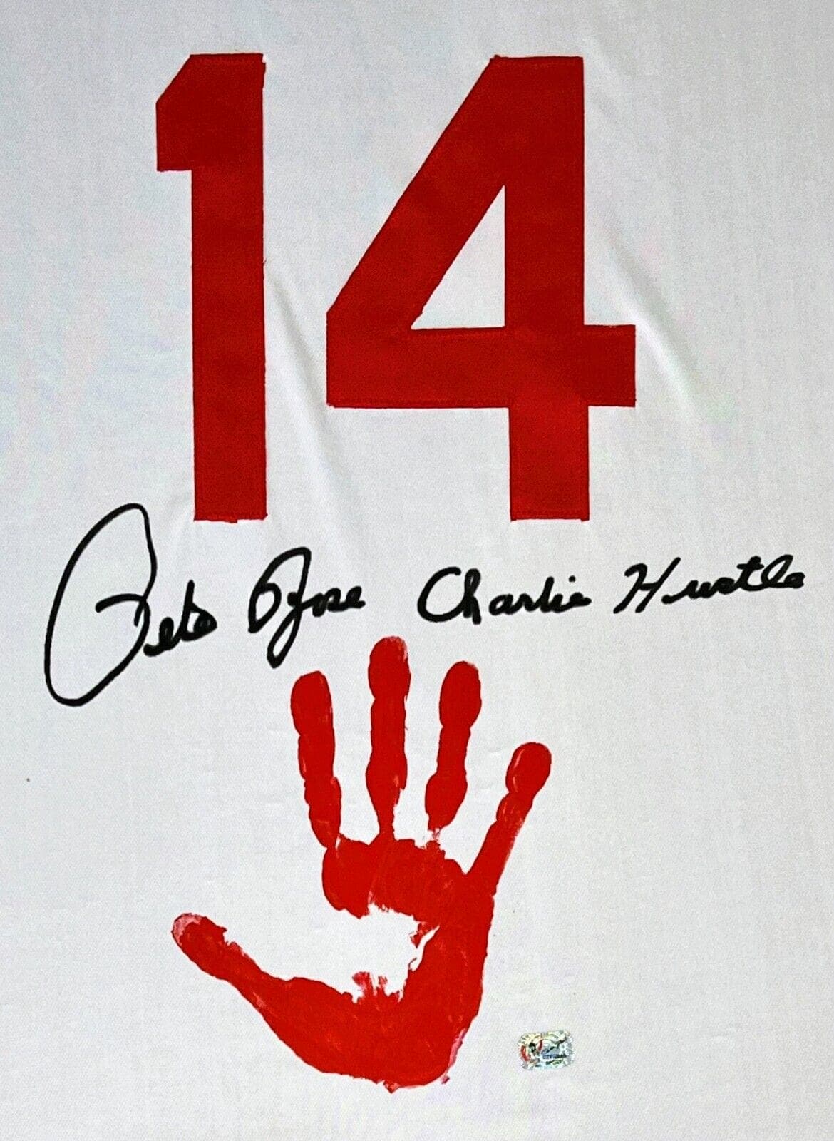 Pete Rose Signed and Handprint White Jersey Pete Rose Exclusive Hologram Pete Rose Jersey pete-rose-handprint-white-hologram, Cincinnati Reds, view 3, supplier stock photo