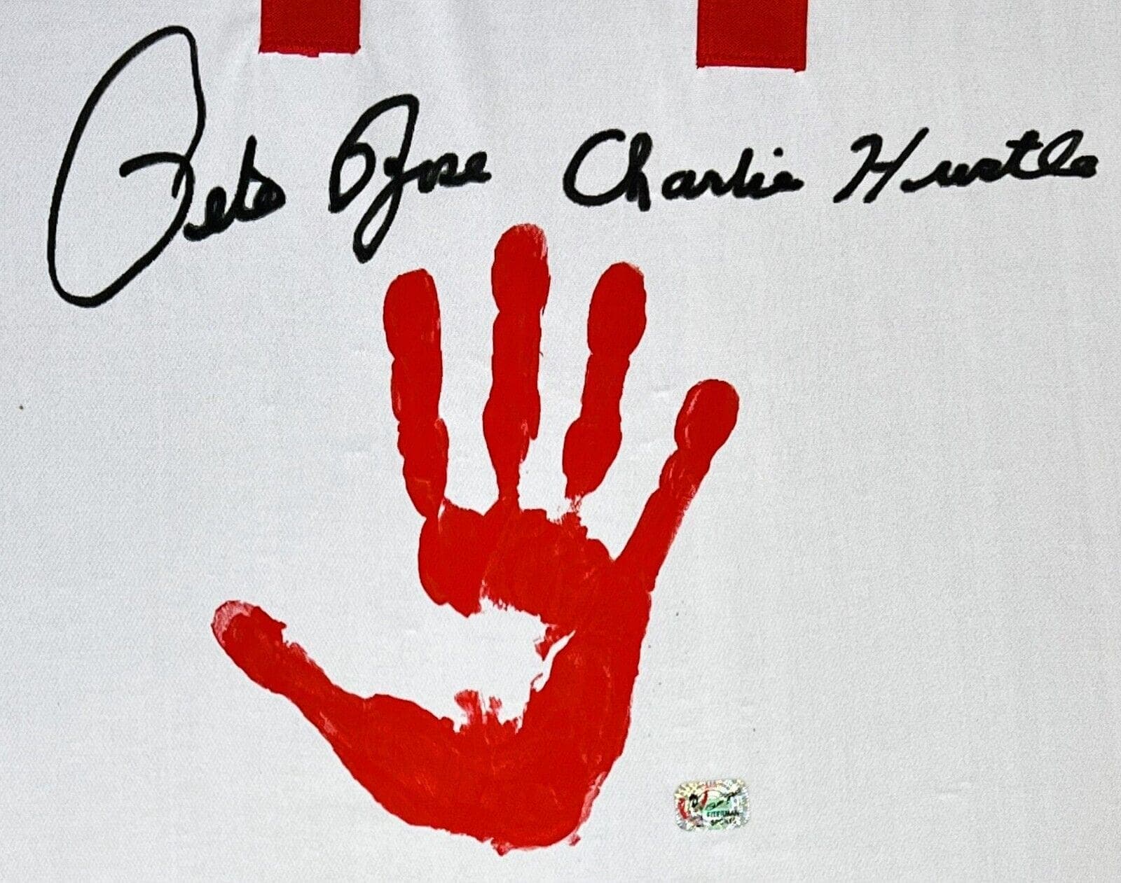 Pete Rose Signed and Handprint White Jersey Pete Rose Exclusive Hologram Pete Rose Jersey pete-rose-handprint-white-hologram, Cincinnati Reds, view 4, supplier stock photo