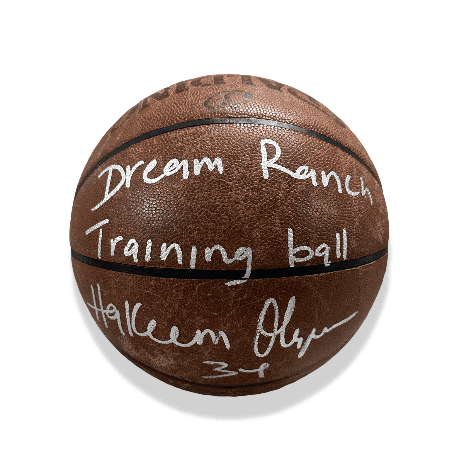 Hakeem Olajuwon Signed Dream Ranch Training Used Official NBA Basketball JSA (B) Hakeem Olajuwon Ball dream-ranch-training-used-nba-basketball, Houston Rockets, supplier stock photo