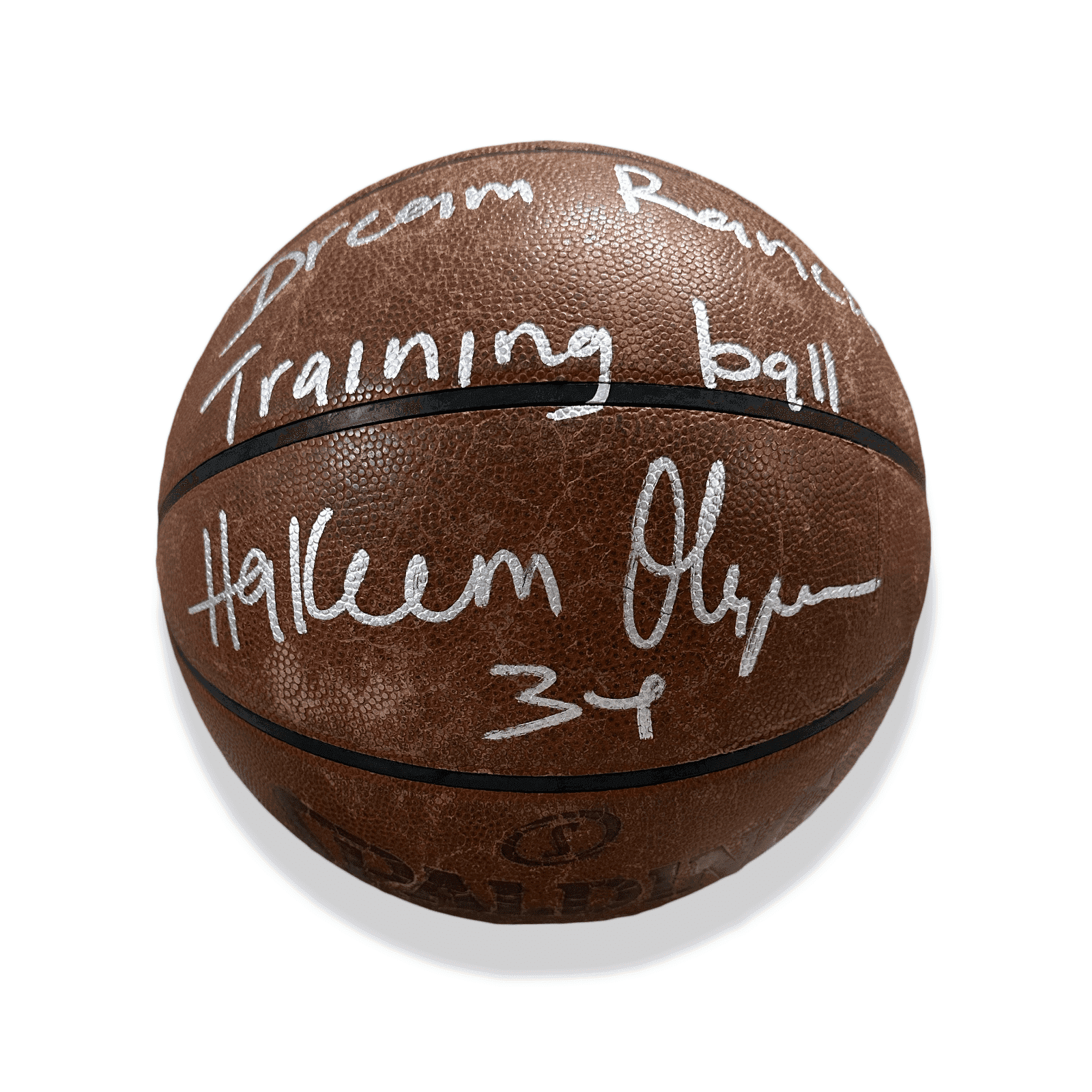 Hakeem Olajuwon Signed Dream Ranch Training Used Official NBA Basketball JSA (B) Hakeem Olajuwon Ball dream-ranch-training-used-nba-basketball, Houston Rockets, view 3, supplier stock photo