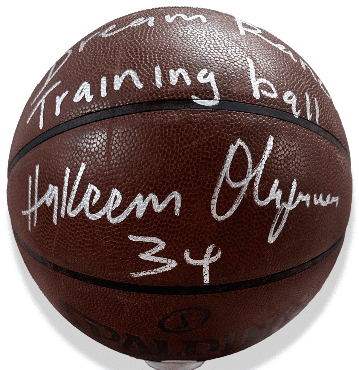 Hakeem Olajuwon Signed Dream Ranch Training Used Official NBA Basketball JSA (A) Hakeem Olajuwon Ball hakeem-olajuwon-dream-ranch-training-used, Houston Rockets, view 3, supplier stock photo