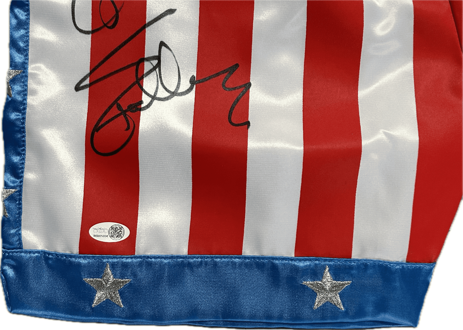 Sylvester Stallone Signed Rocky IV Framed Trunks JSA Witness Authenticated Sylvester Stallone Other sylvester-stallone-rocky-iv-framed-trunks, view 4, supplier stock photo