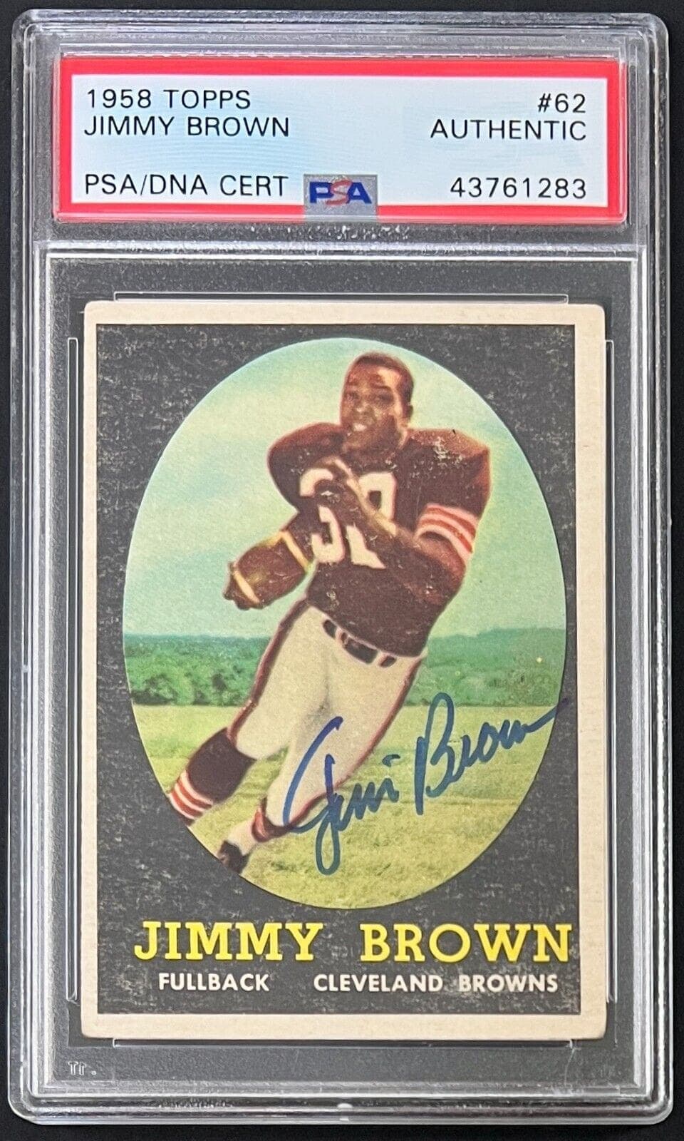 Jimmy “Jim” Brown Signed 1958 Topps Card #62 PSA/DNA 43761283 Jim Brown Card jimmy-1958-topps-62-43761283, Cleveland Browns, supplier stock photo