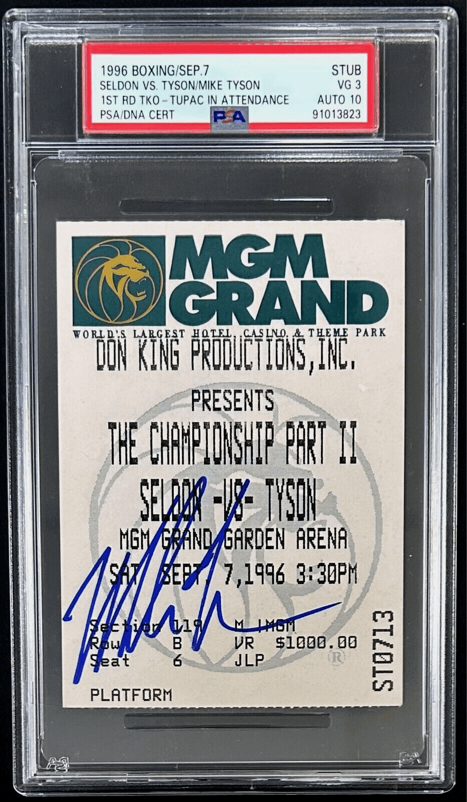 Mike Tyson vs Seldon Signed Ticket Stub PSA Auto Grade 10 2 Pac In Attendance 2 Mike Tyson Ticket Stub vs-seldon-auto-grade-10-2, supplier stock photo