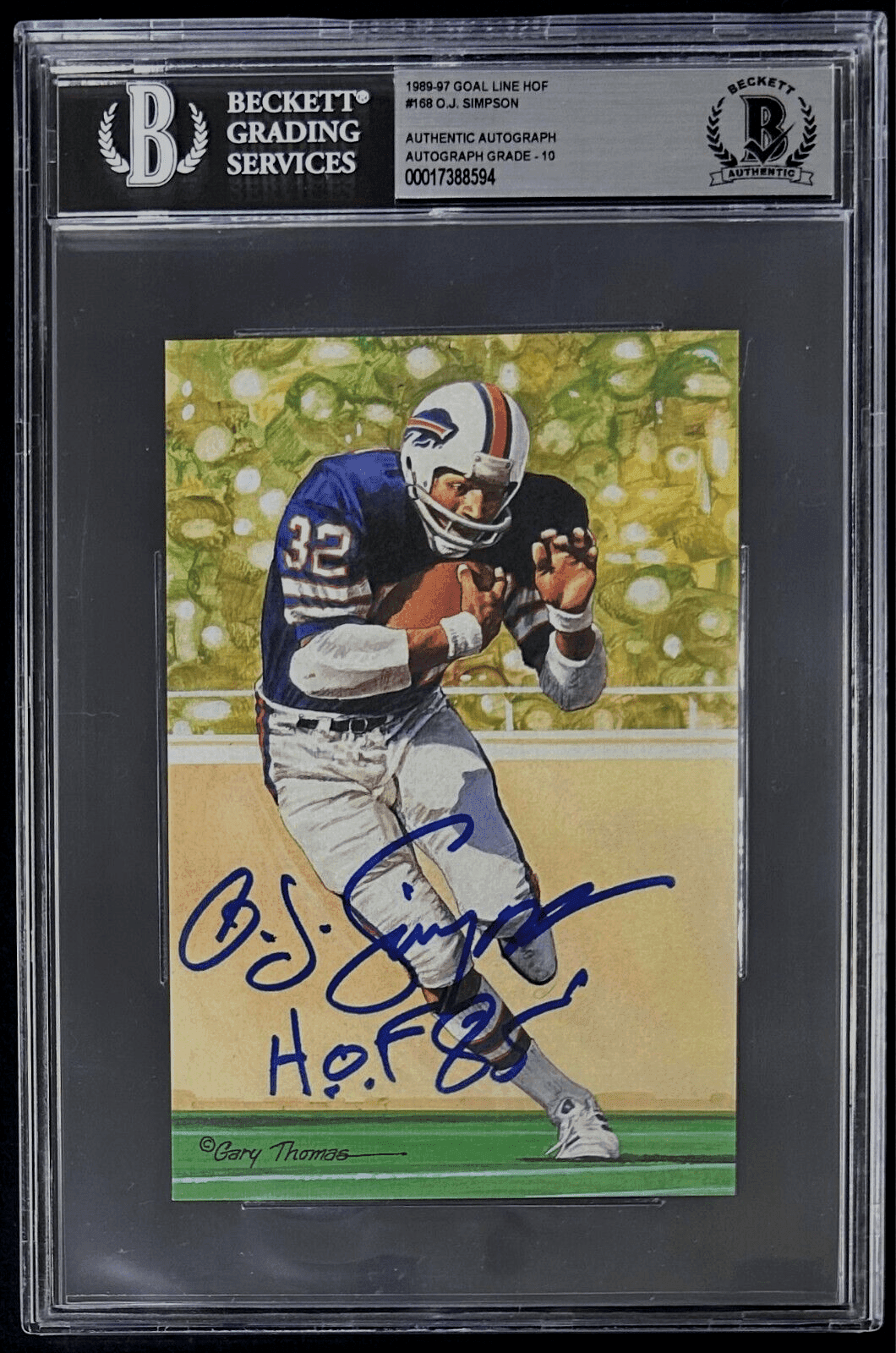 O.J. Simpson Signed 1989-97 Goal Line HOF Card 168 Beckett 17388594 HOF 85 O.J. Simpson Card simpson-1989-97-goal-line-hof, Buffalo Bills, supplier stock photo