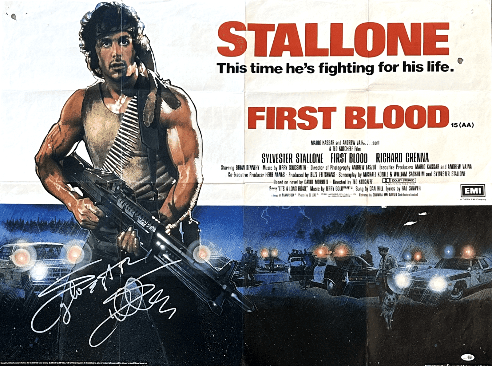 Sylvester Stallone Signed First Blood Original 40×20 Poster JSA WB805055 Sylvester Stallone Other 40x20-wb805055, supplier stock photo