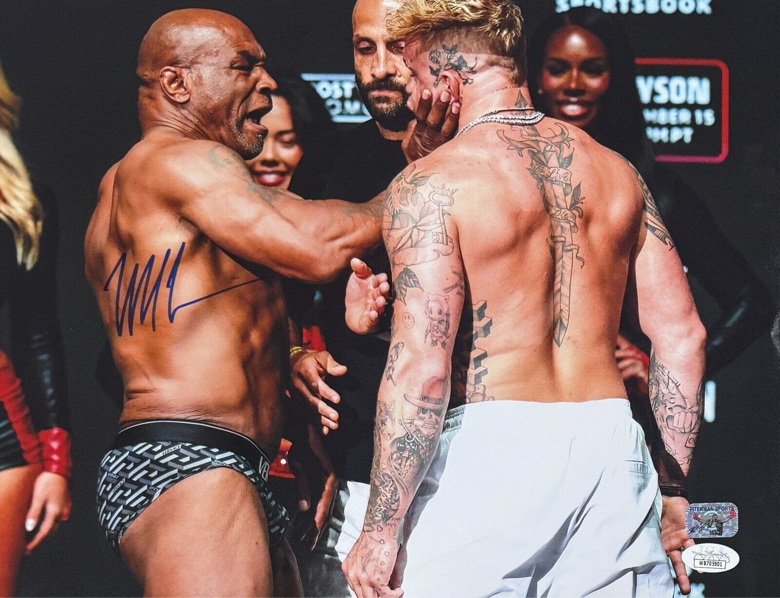 Mike Tyson Signed Autographed 11×14 Photo Jake Paul Slap JSA Authentic Blue Mike Tyson Photo 11x14-11-14-jake-paul-slap-blue, supplier stock photo