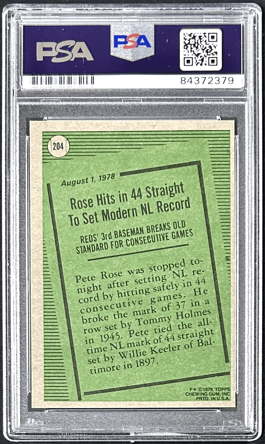 Pete Rose Signed 1979 Topps Card #204 PSA/DNA Cincinnati Reds Pete Rose Card 1979-topps-204, Cincinnati Reds, view 2, supplier stock photo