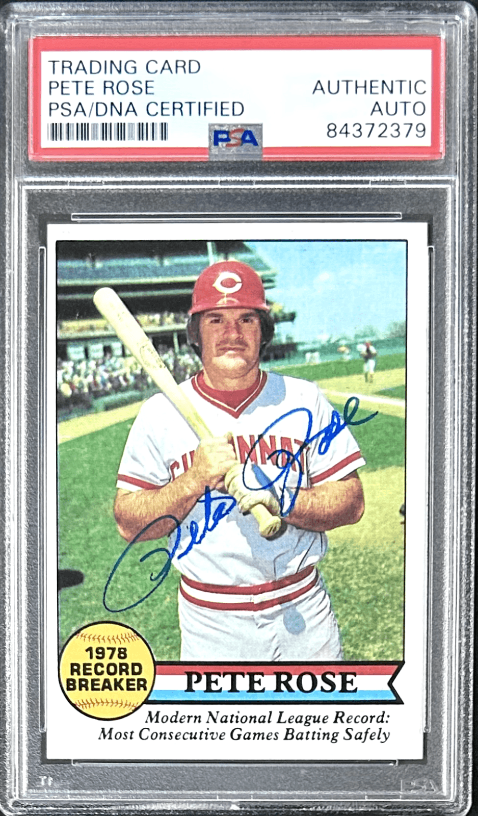Pete Rose Signed 1979 Topps Card #204 PSA/DNA Cincinnati Reds Pete Rose Card 1979-topps-204, Cincinnati Reds, supplier stock photo