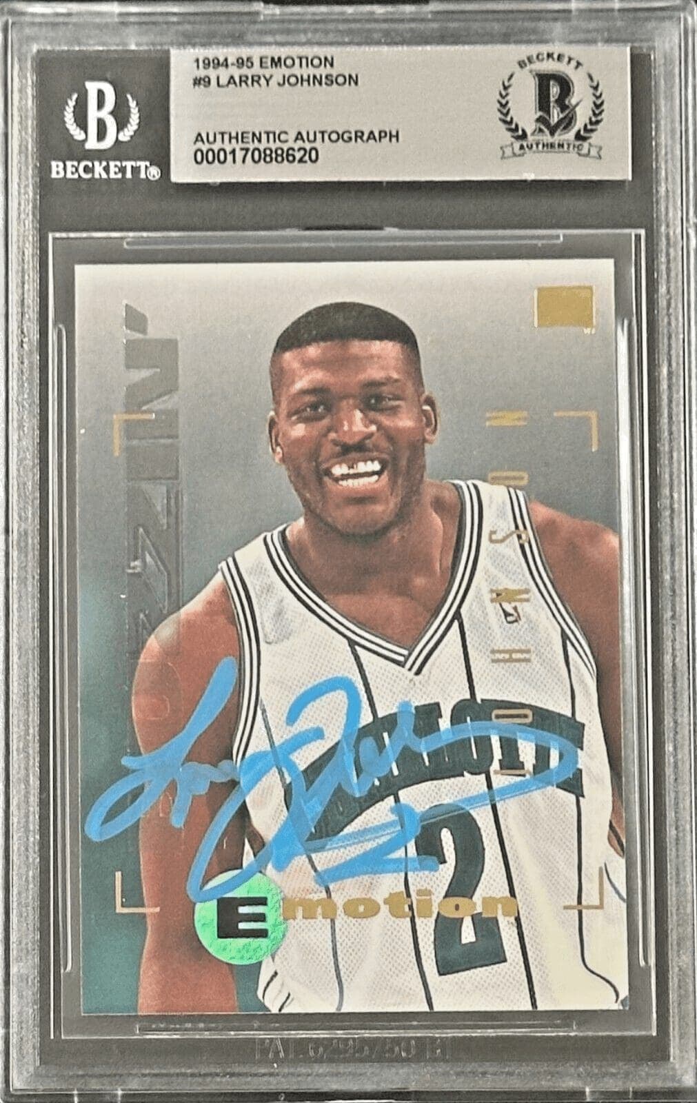 Larry Johnson 1994-95 Skybox Emotion Card #9 Beckett Authentication Larry Johnson Card larry-johnson-1994-95-skybox-emotion, Charlotte Hornets, supplier stock photo