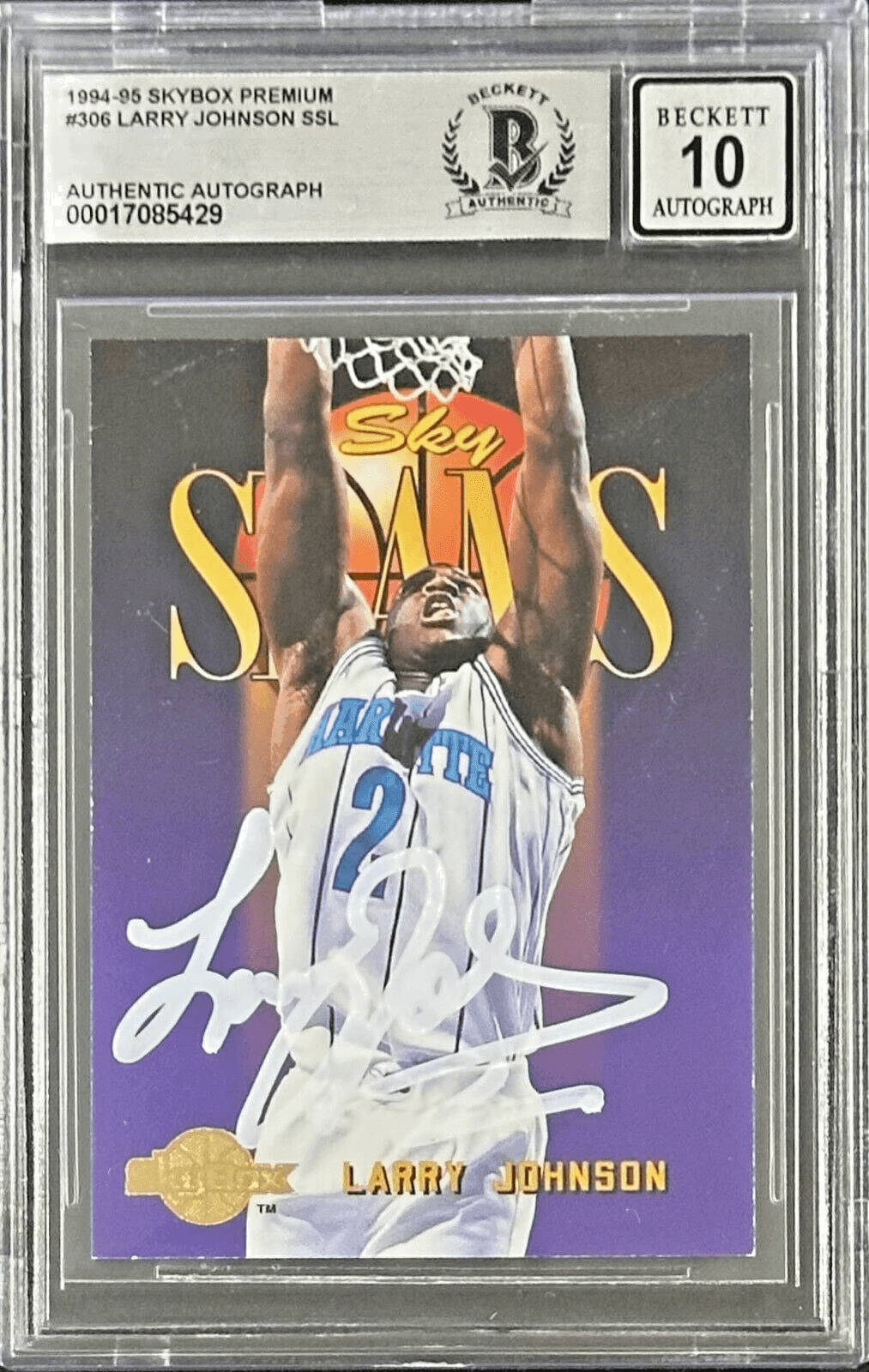 Larry Johnson 1994-95 Skybox Premium SSL #306 Beckett Authentication Auto 10 Larry Johnson Card larry-johnson-1994-95-skybox-premium, Charlotte Hornets, supplier stock photo
