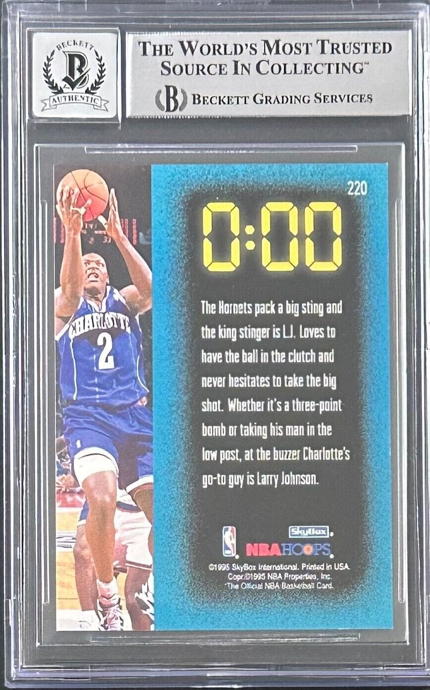 Larry Johnson 1995-96 NBA Hoops BB #220 Beckett Authentication Auto 10 Larry Johnson Card larry-johnson-1995-96-nba-hoops, Charlotte Hornets, view 2, supplier stock photo