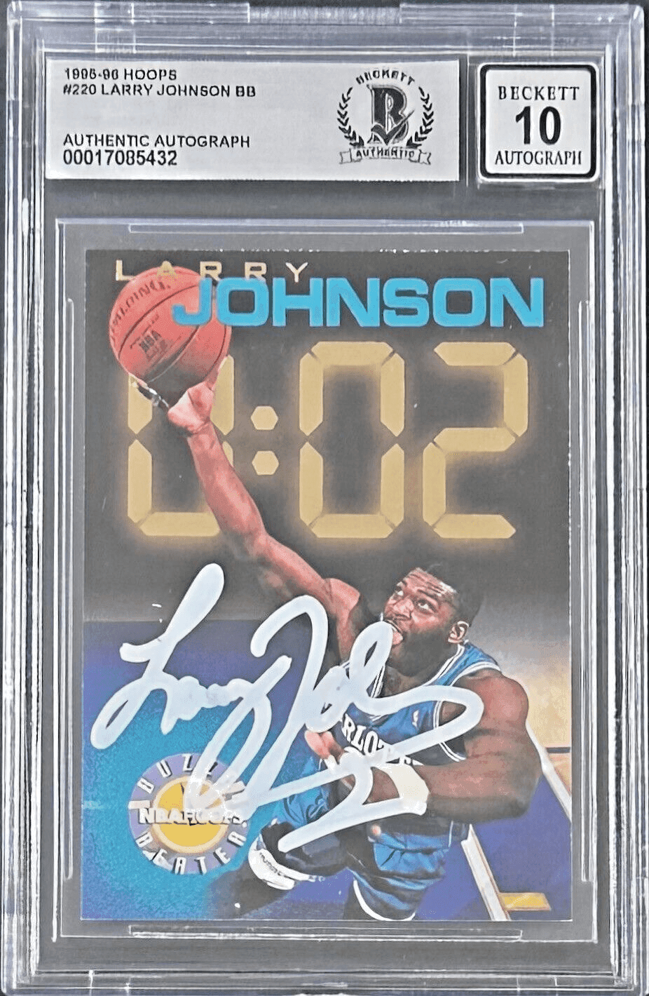 Larry Johnson 1995-96 NBA Hoops BB #220 Beckett Authentication Auto 10 Larry Johnson Card larry-johnson-1995-96-nba-hoops, Charlotte Hornets, supplier stock photo
