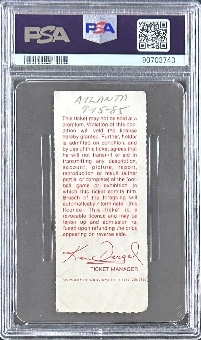 Jerry Rise 1st Home Game Sep. 15, 1985 Signed Ticket Stub PSA Good 2 MK Auto 10 Ticket Stub 90703770, San Francisco 49ers, view 2, supplier stock photo