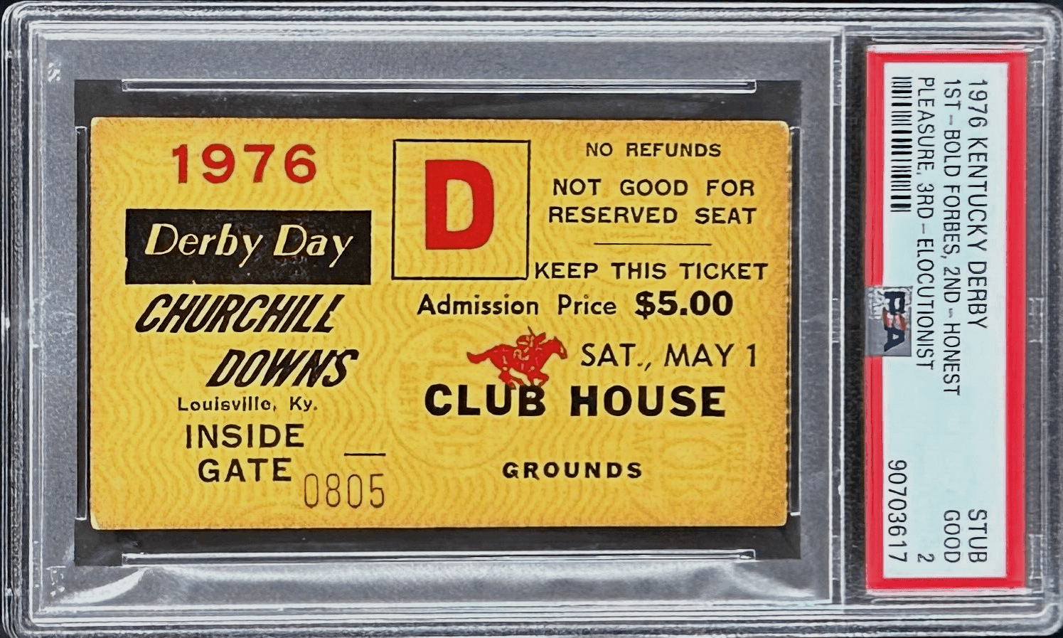 1976 Kentucky Derby Slabbed PSA Ticket Stub Good 2 Derby Winner Bold Forbes Ticket Stub 1976-kentucky-derby-slabbed-good-2, supplier stock photo
