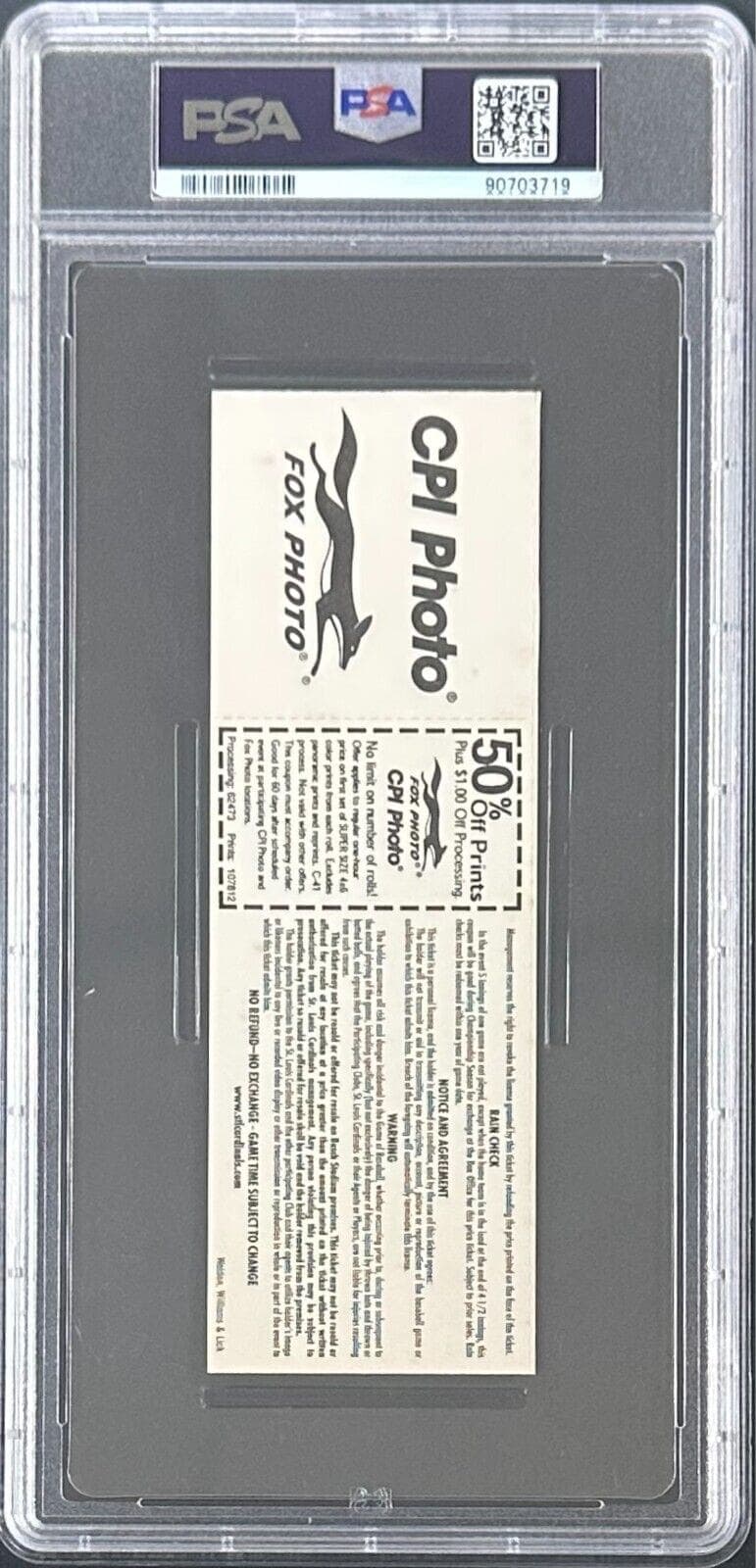 Mark McGwire 62nd Home Run Signed Sep 8 1998 Full Ticket PSA St. Louis Cardinals Mark McGwire Ticket Stub mark-mcgwire-62nd-home-run-sep, St. Louis Cardinals, view 3, supplier stock photo