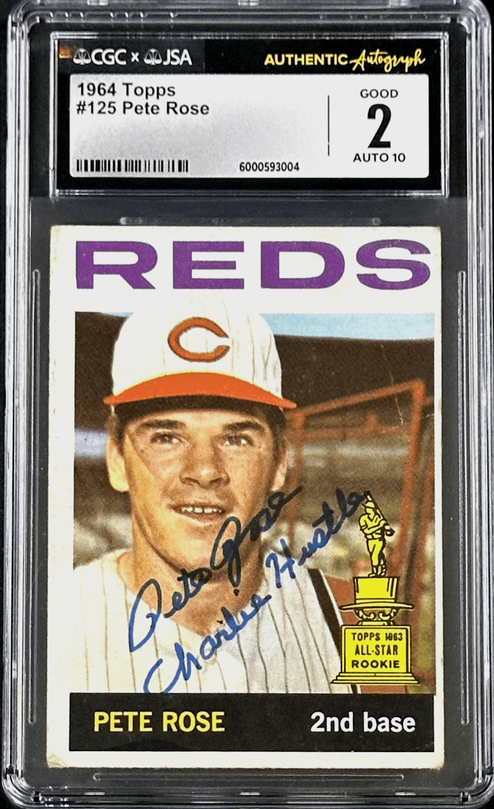 Pete Rose Signed 1964 Topps #125 CGC 2 JSA 10 Auto All Star Rookie Cup Pete Rose Other 1964-topps-125-cgc-2-10, Cincinnati Reds, supplier stock photo