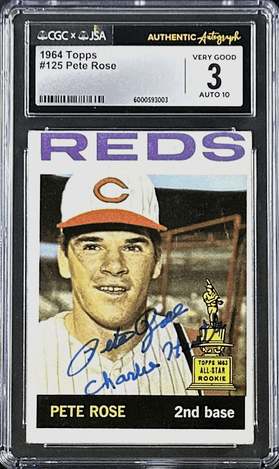 Pete Rose Signed 1964 Topps #125 CGC 3 JSA 10 Auto All Star Rookie Cup Pete Rose Other 1964-topps-125-cgc-3-10, Cincinnati Reds, supplier stock photo