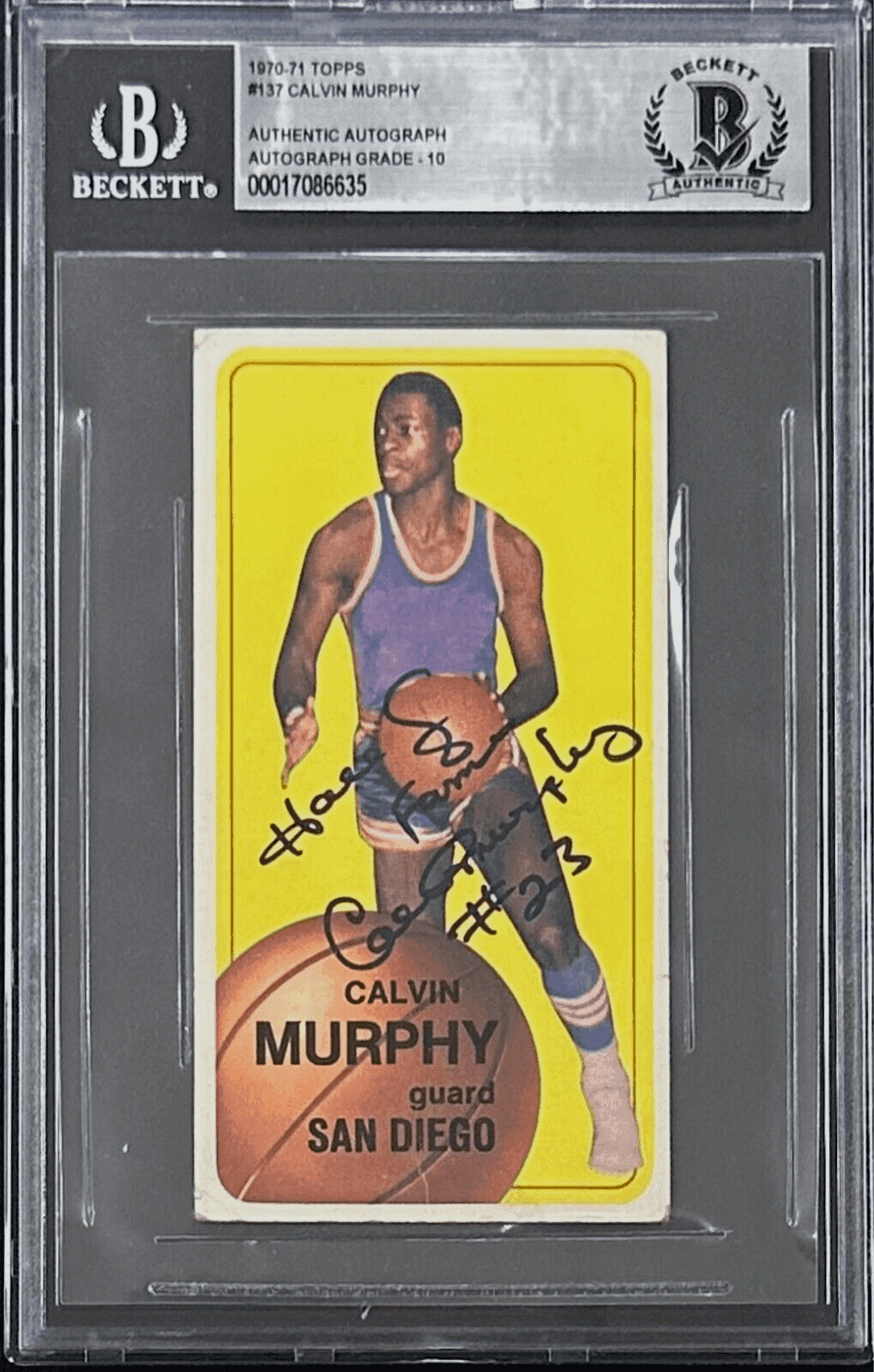 Calvin Murphy Signed 1970-71 Topps Card #137 Beckett Auto 10 San Diego Rockets Calvin Murphy Card calvin-murphy-1970-71-topps-137, Houston Rockets, supplier stock photo