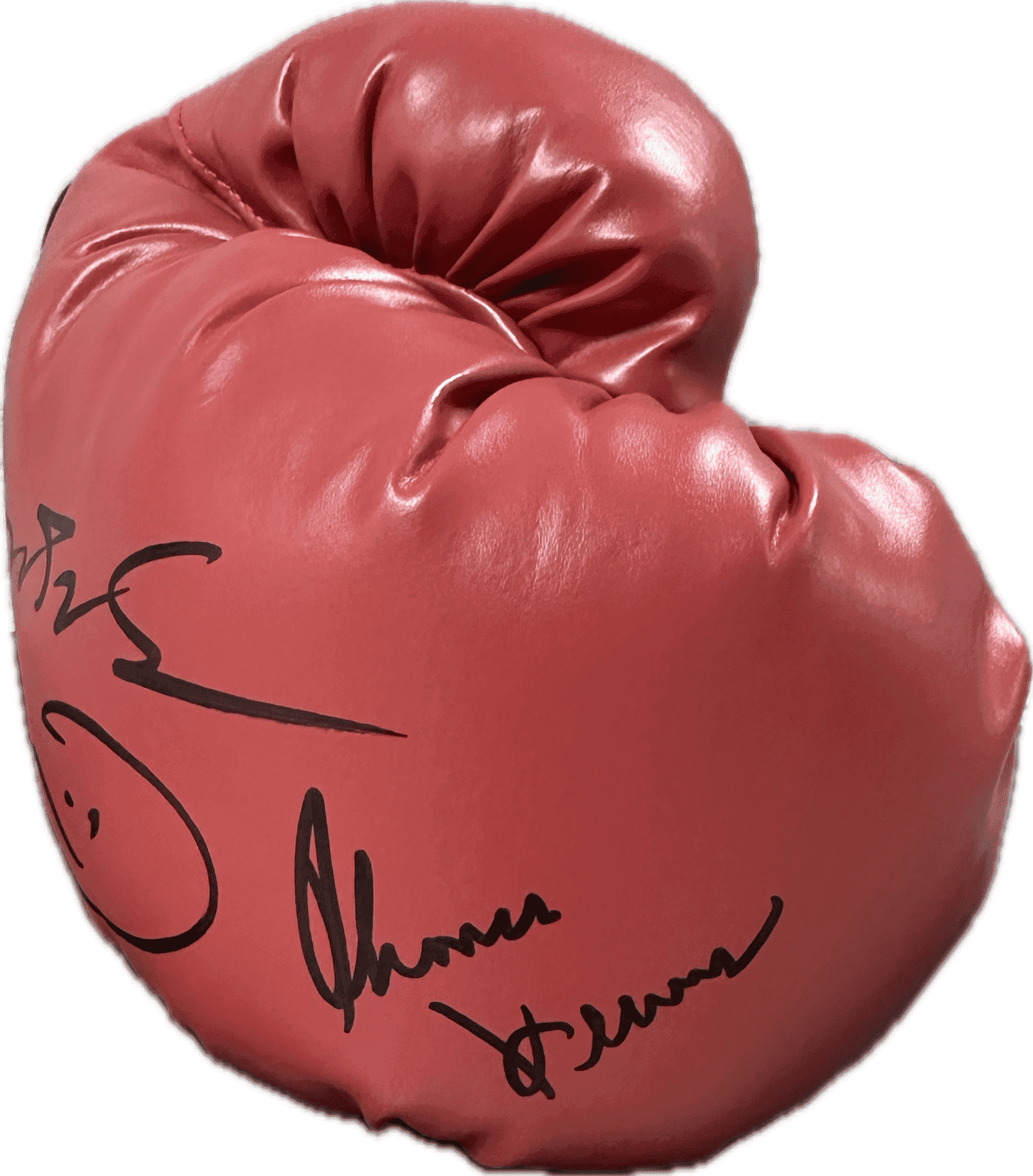 Sugar Ray Leonard Thomas Hearns Signed Red Right Boxing Glove JSA Authentic Sugar Ray Leonard Glove sugar-ray-leonard-thomas-hearns-red, view 2, supplier stock photo