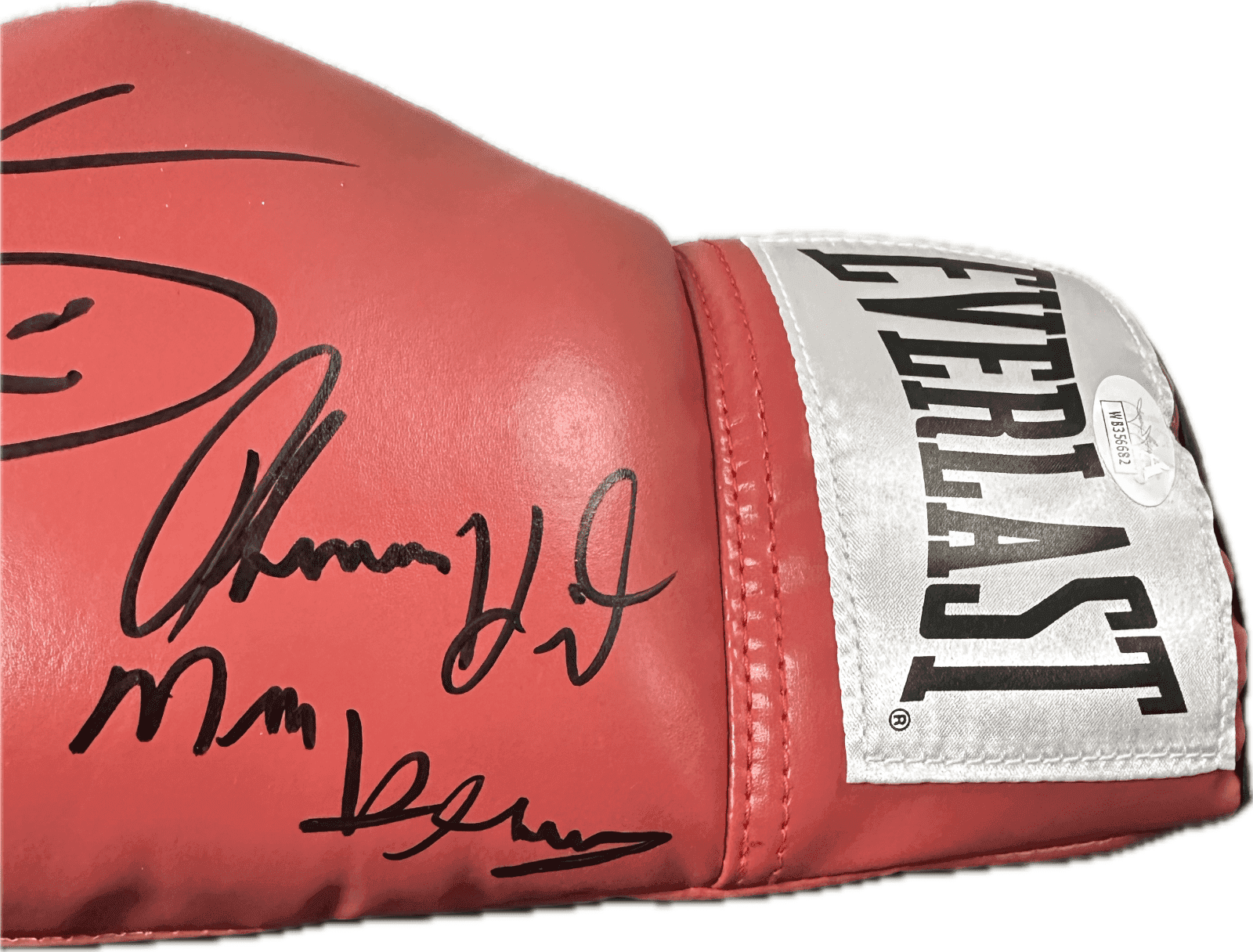 Sugar Ray Leonard Thomas Hitman Hearns Signed Red Left Boxing Glove JSA Authen Sugar Ray Leonard Glove sugar-ray-leonard-thomas-hitman-hearns, view 2, supplier stock photo
