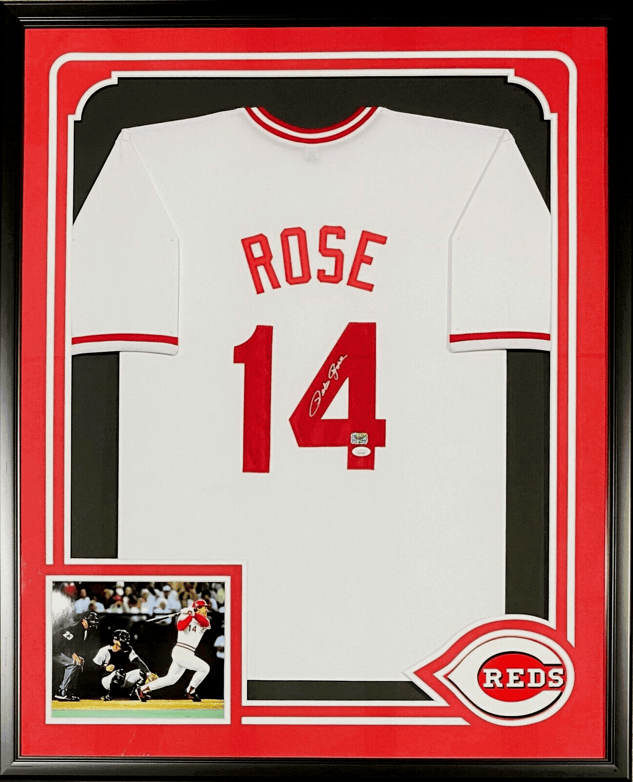 Pete Rose Signed Autographed Framed Jersey JSA Authenticated Paper Cut Out Logo. Pete Rose Jersey pete-rose-framed-paper-cut-out, Cincinnati Reds, supplier stock photo