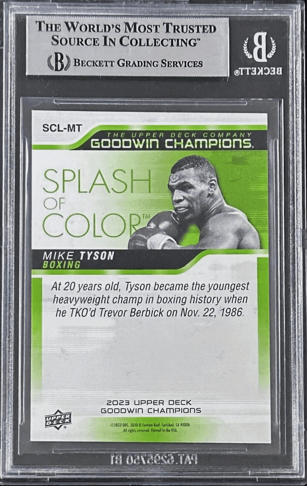 Mike Tyson Signed 2023 UD Goodwin Champions Splash of Color 3D #SCLEG Beckett Mike Tyson Ticket Stub 2023-ud-goodwin-champions-splash-color, view 2, supplier stock photo