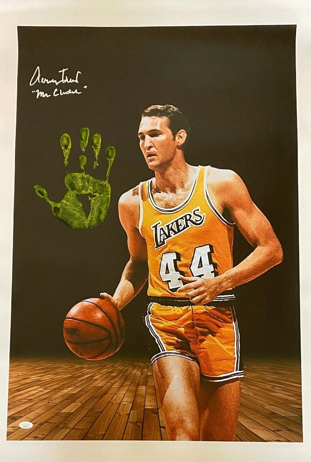 Jerry West Handprint Signed Autographed Unstretched 36×24 Canvas JSA The Logo 2 Jerry West Canvas 36x24-jerry-west-handprint-unstretched-36-24, Los Angeles Lakers, supplier stock photo