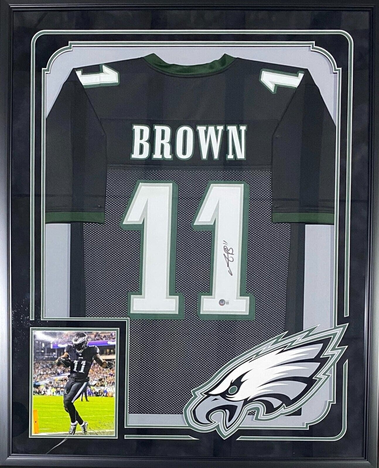 A.J. Brown Signed Framed Black Jersey Beckett Authentic Suede Super Bowl LIX A.J. Brown Jersey brown-framed-black-suede-super-bowl, supplier stock photo