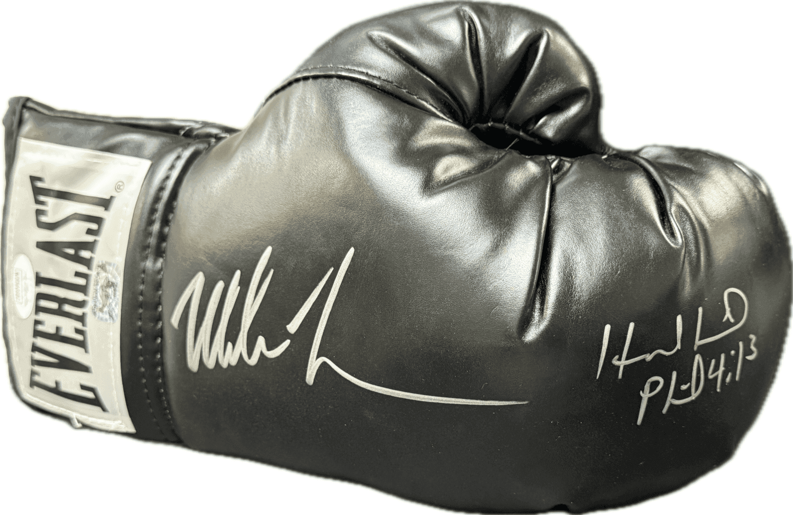 Mike Tyson & Evander Holyfield Signed Autograph Black Boxing Glove JSA Right Evander Holyfield Glove mike-tyson-evander-holyfield-black-boxing, view 3, supplier stock photo