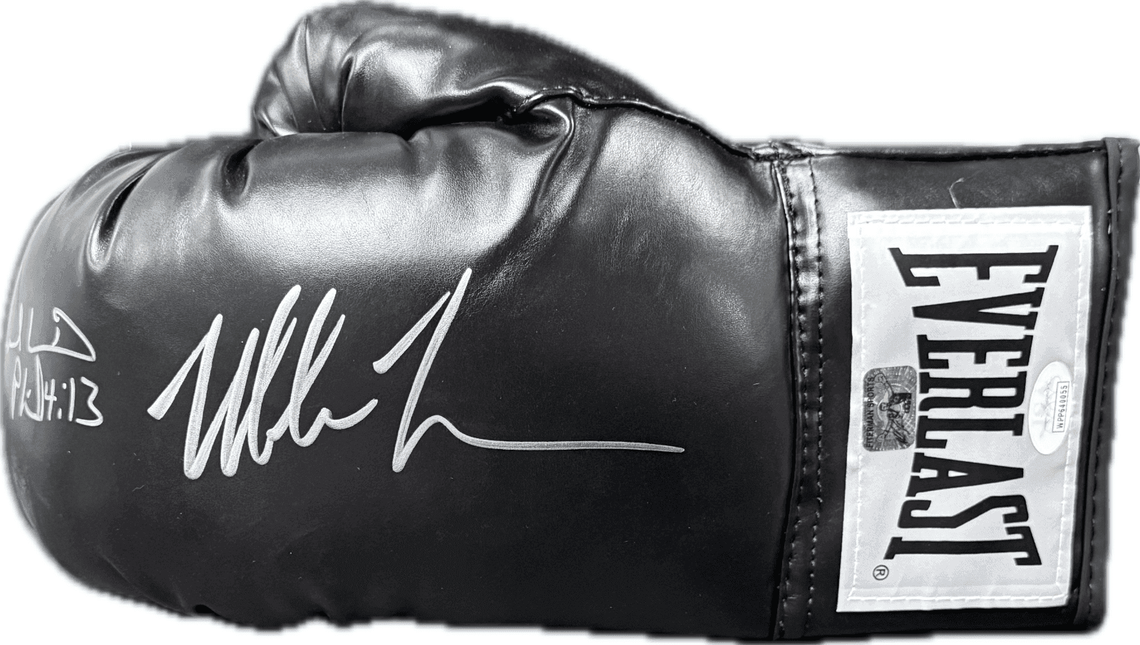 Mike Tyson & Evander Holyfield Signed Autograph Black Boxing Glove JSA Left Evander Holyfield Glove mike-tyson-evander-holyfield-black-boxing, supplier stock photo