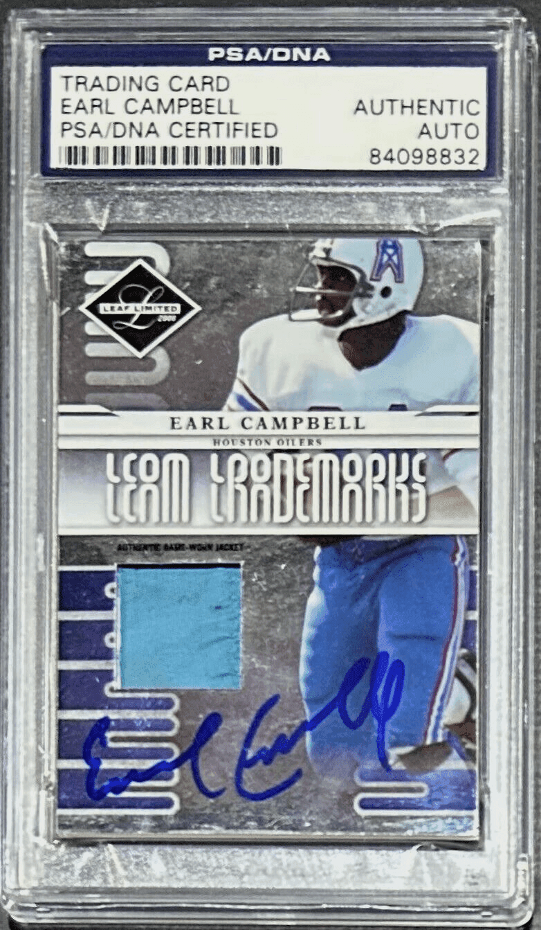 Earl Campbell Signed 2008 Donruss Leaf Limited Team Leaders Card PSA/DNA 26/100 Earl Campbell Card 2008-donruss-leaf-limited-team-leaders, supplier stock photo