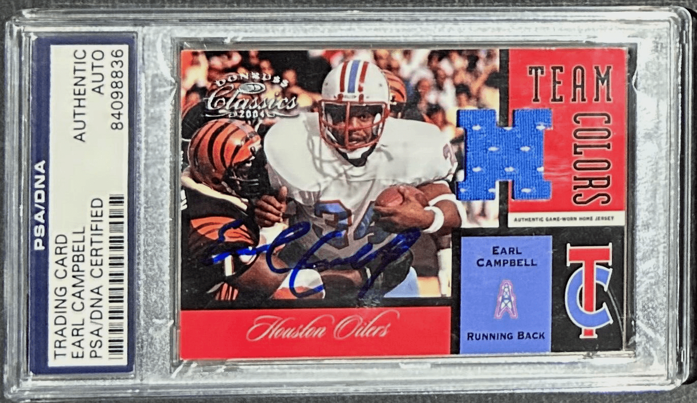 Earl Campbell Signed 2004 Donruss Classics Team Colors Card PSA/DNA Oilers Earl Campbell Card 2004-donruss-classics-team-colors, Houston Oilers, supplier stock photo