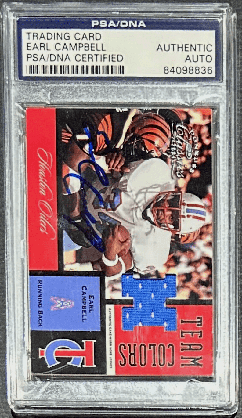Earl Campbell Signed 2004 Donruss Classics Team Colors Card PSA/DNA Oilers Earl Campbell Card 2004-donruss-classics-team-colors, Houston Oilers, view 2, supplier stock photo