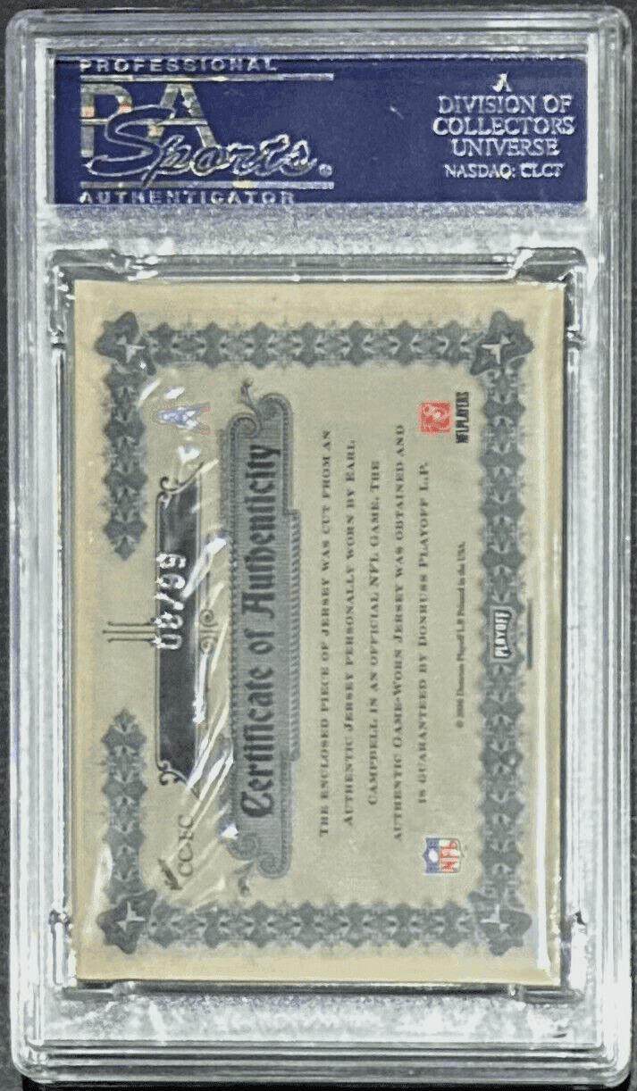 Earl Campbell Signed 2006 Donruss Playoff National Treasures Card PSA/DNA Oilers Earl Campbell Card 2006-donruss-playoff-national-treasures, Houston Oilers, view 3, supplier stock photo