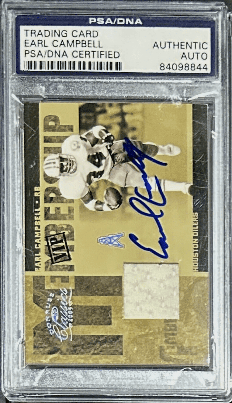 Earl Campbell Signed 2005 Donruss Classic VIP Membership Card PSA/DNA Oilers Earl Campbell Card 2005-donruss-classic-vip-membership, Houston Oilers, view 2, supplier stock photo