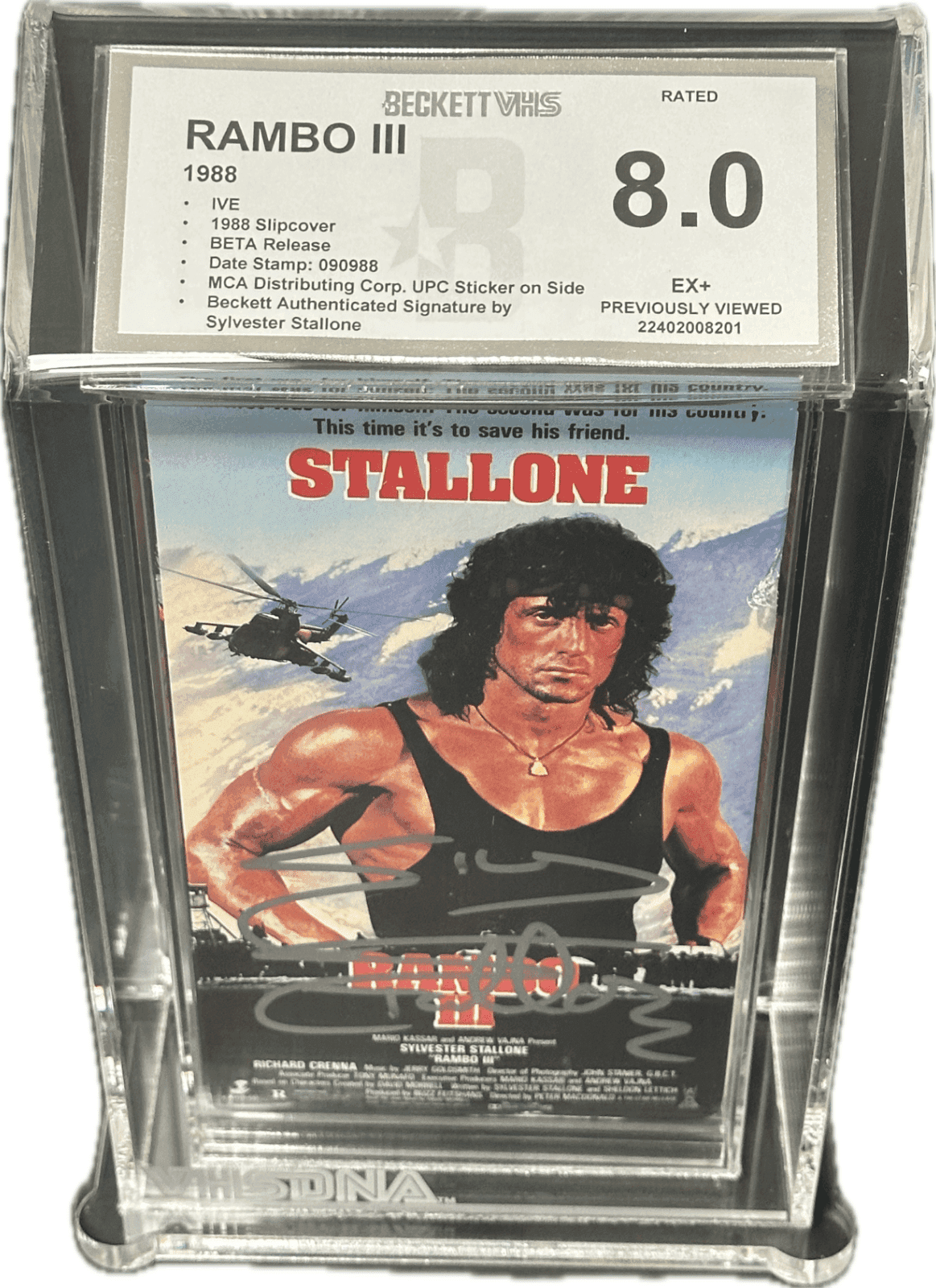 Sylvester “Sly” Stallone Rambo III Signed Original BETA Tape Beckett VHS 8 EX+ Other sylvester-sly-stallone-rambo-iii-original, view 2, supplier stock photo