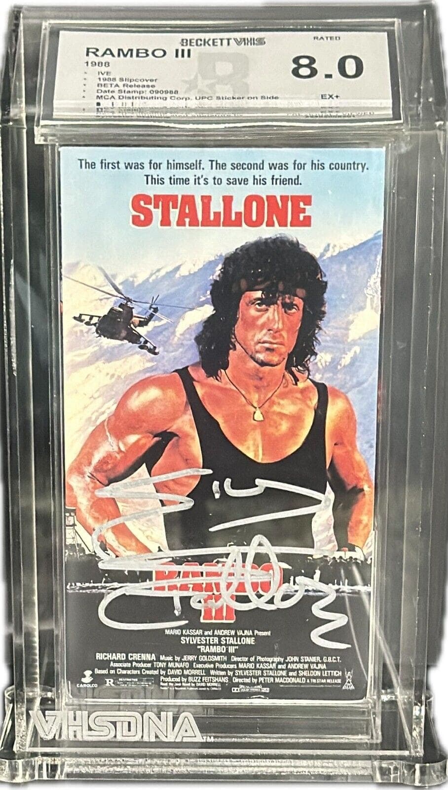 Sylvester “Sly” Stallone Rambo III Signed Original BETA Tape Beckett VHS 8 EX+ Other sylvester-sly-stallone-rambo-iii-original, supplier stock photo