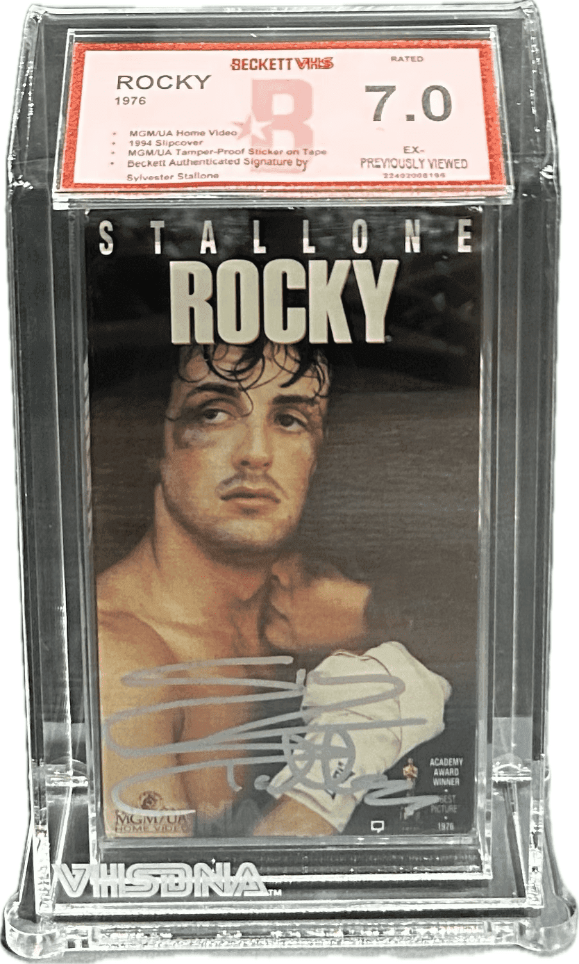 Sylvester “Sly” Stallone ROCKY Signed 1994 MGM/UA VHS Beckett VHS 7.0 EX- Other sylvester-sly-stallone-rocky-1994-mgm, supplier stock photo