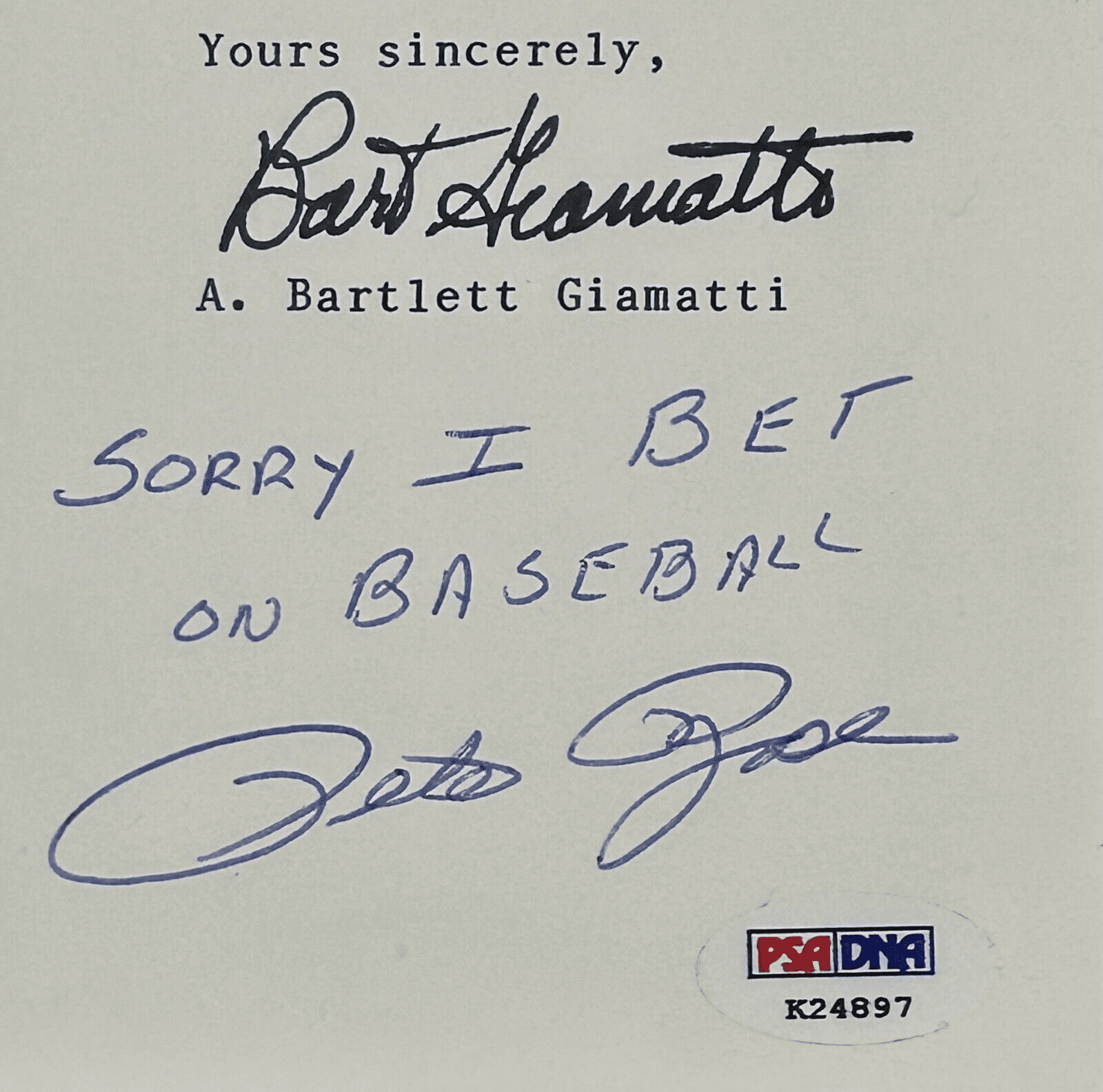 Pete Rose & Bart Giamatti Signed Letter Sorry I Bet On Baseball Beckett PSA Pete Rose Ball pete-rose-bart-giamatti-letter-sorry, Cincinnati Reds, view 2, supplier stock photo