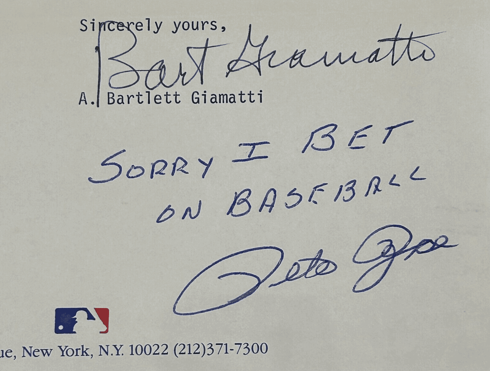 Pete Rose & Bart Giamatti Signed Letter Sorry I Bet On Baseball Beckett Pete Rose Ball pete-rose-bart-giamatti-letter-sorry, Cincinnati Reds, view 2, supplier stock photo