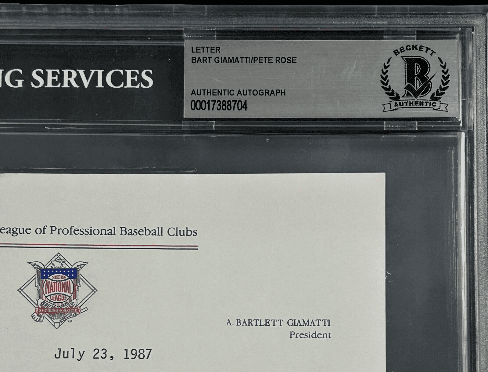 Pete Rose & Bart Giamatti Signed Letter Sorry I Bet On Baseball Beckett Pete Rose Ball pete-rose-bart-giamatti-letter-sorry, Cincinnati Reds, view 3, supplier stock photo