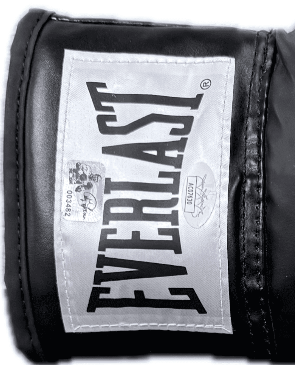 George Foreman Signed Black Boxing Glove JSA & George Foreman Holo Authen R George Foreman Glove george-foreman-black-boxing-holo-authen, view 2, supplier stock photo
