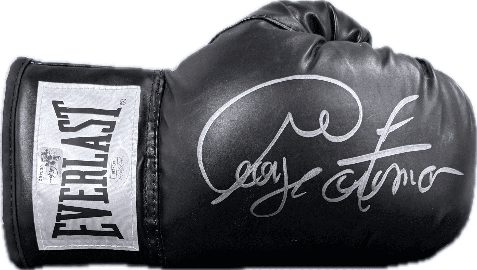 George Foreman Signed Black Boxing Glove JSA & George Foreman Holo Authen R George Foreman Glove george-foreman-black-boxing-holo-authen, supplier stock photo