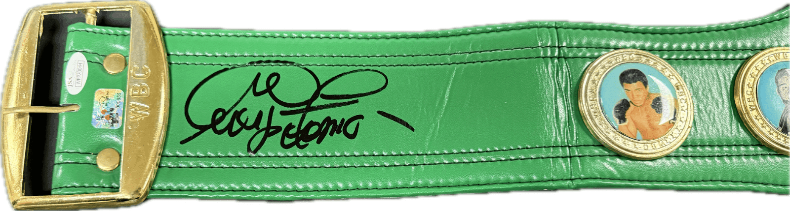 George Foreman Signed Autographed Green Belt JSA & George Foreman Holo Authen B George Foreman Other george-foreman-green-belt-holo-authen, view 2, supplier stock photo