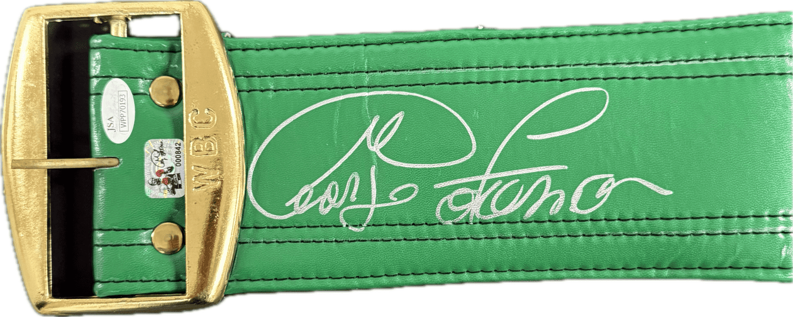 George Foreman Signed Autographed Green Belt JSA & George Foreman Holo Authen S George Foreman Other george-foreman-green-belt-holo-authen, view 2, supplier stock photo