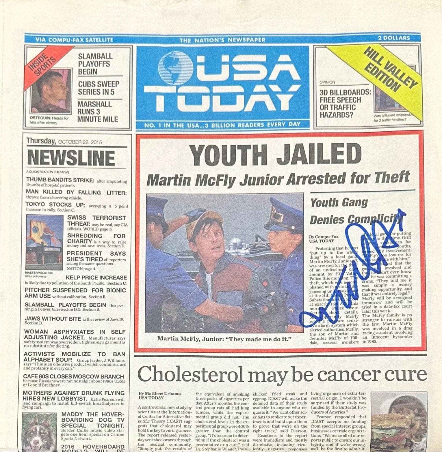 Michael J. Fox Signed Marty McFly Back to the Future USA Tody News Paper JSA Michael J. Fox Other michael-fox-marty-mcfly-back-future, supplier stock photo