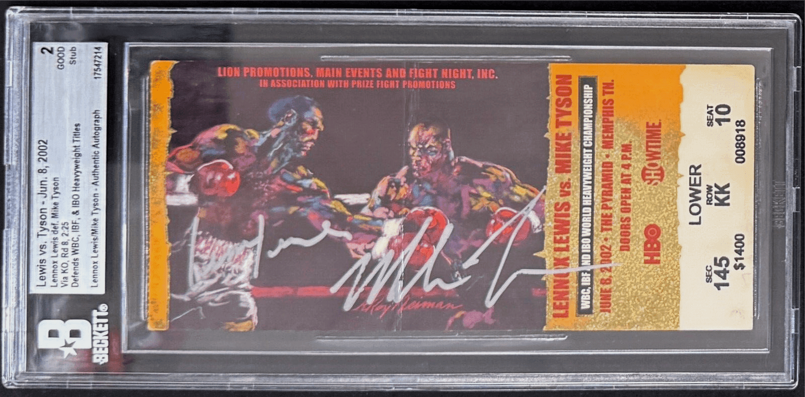 Mike Tyson & Lennox Lewis Signed Autographed 2002 Ticket Stub Beckett 2 Good Mike Tyson Ticket Stub mike-tyson-lennox-lewis-2002-2, supplier stock photo