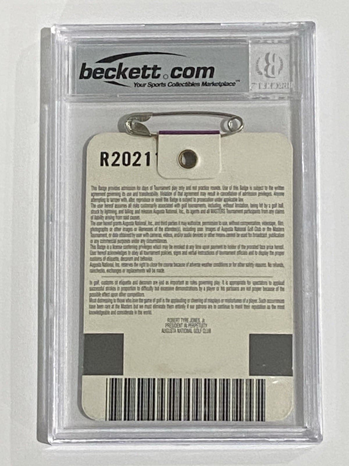 Vijay Singh Autographed Signed 2000 The Masters Badge Beckett NM 7 Vijay Singh Card vijay-singh-2000-masters-badge-nm, view 2, supplier stock photo